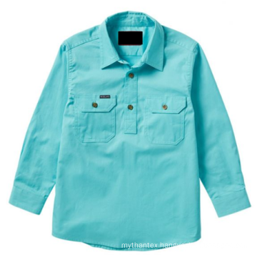 Kids  Half  Button L/S DB chest pocket 100% cotton shirts